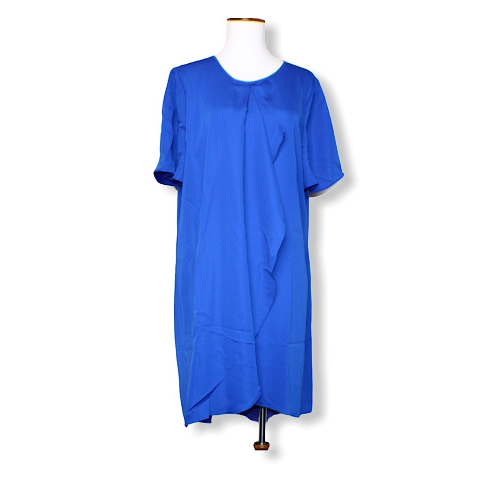 BCBGMaxAzria Blue Ruffle Mini Shift Dress Size Large